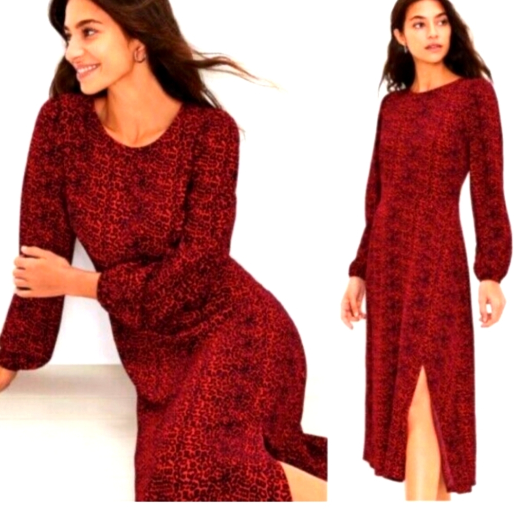 Elegant Red Leopard Print Dress